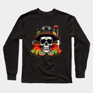 Skull with Tequila and Lemons Long Sleeve T-Shirt